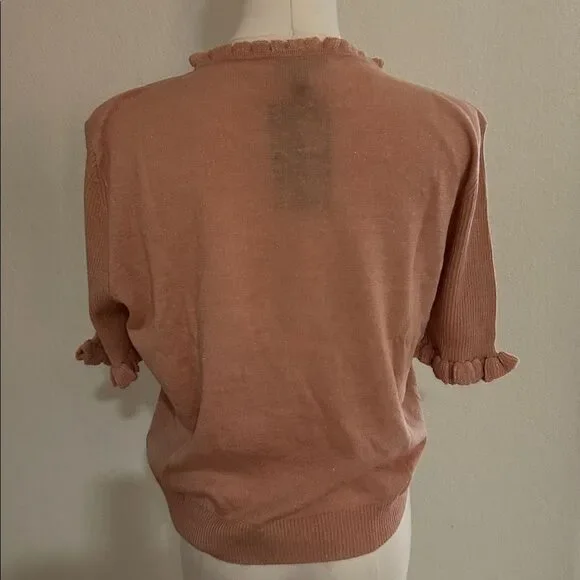 Paige Triste Metallic Ruffle Trim Top in Peach Metallic, Size XL, NWT - Picture 7 of 13